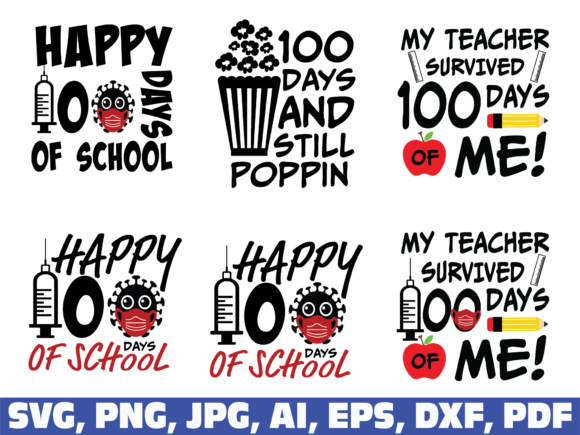 100 Days of School, Quarantine Graphics for Crafts and Creative Sellers