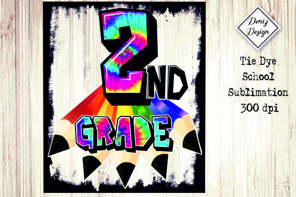 2nd-Grade Tie Dye School Sublimation: A Vibrant Graphic Design Asset for Crafts and Creative Marketing